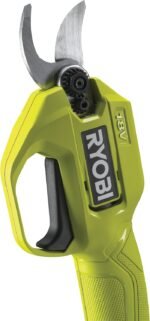 Close-up of the bypass blades on the Ryobi garden tools for efficient cutting through branches.