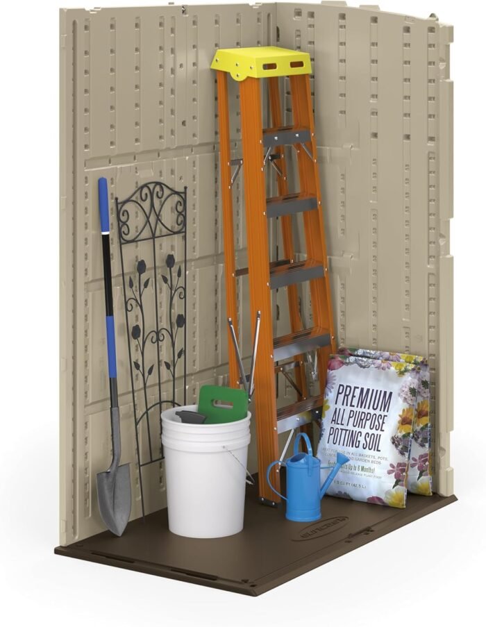 Spacious sheds for garden tools providing vertical storage for long-handled equipment and outdoor essentials.