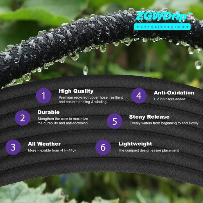 The soaker garden hose with its porous design offers a consistent and efficient watering system.