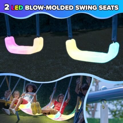 Durable powder-coated steel frame prevents rust, making this swing set long-lasting and perfect for outdoor use.